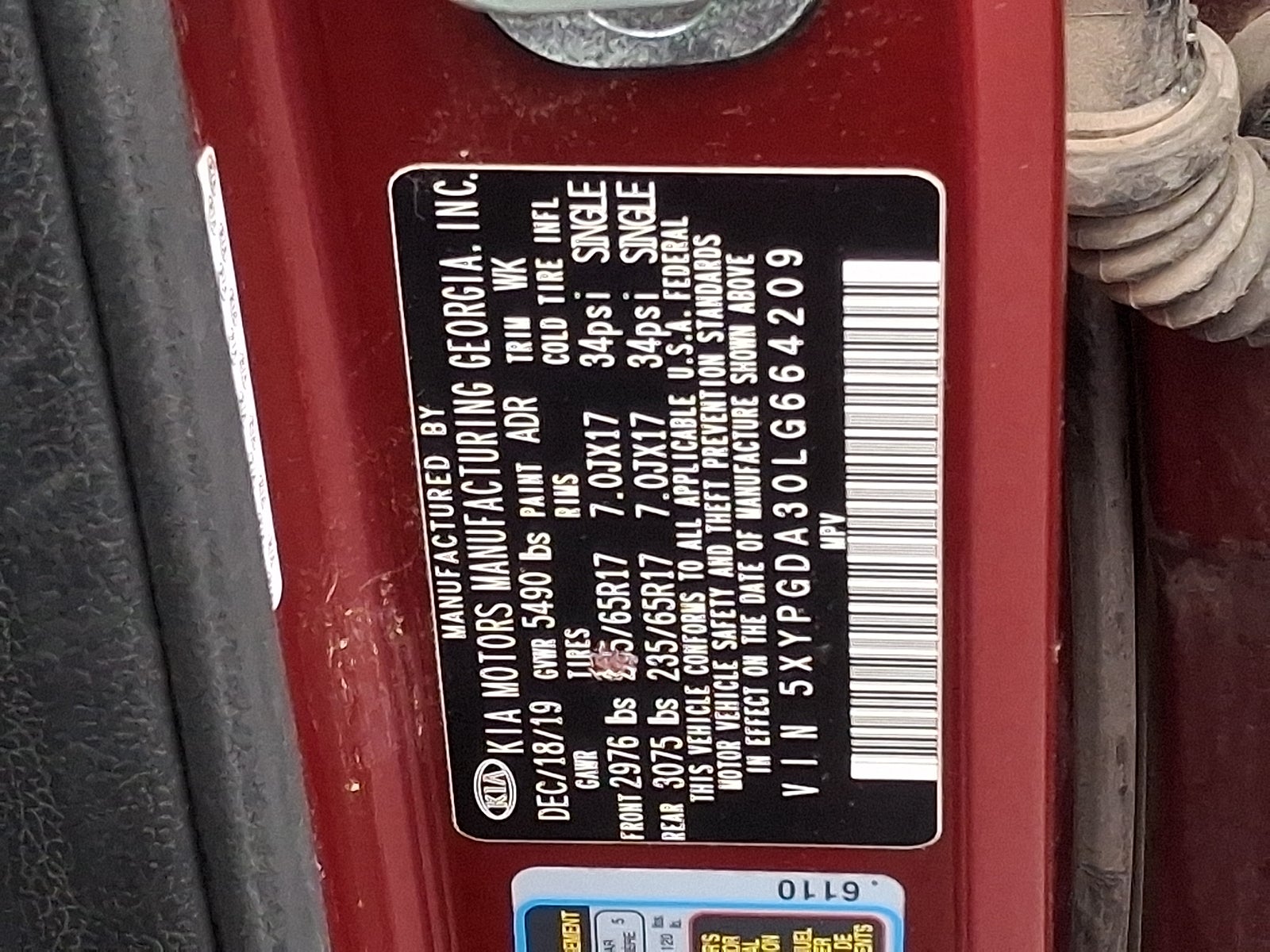 2020 Kia Sorento 2.4L LX