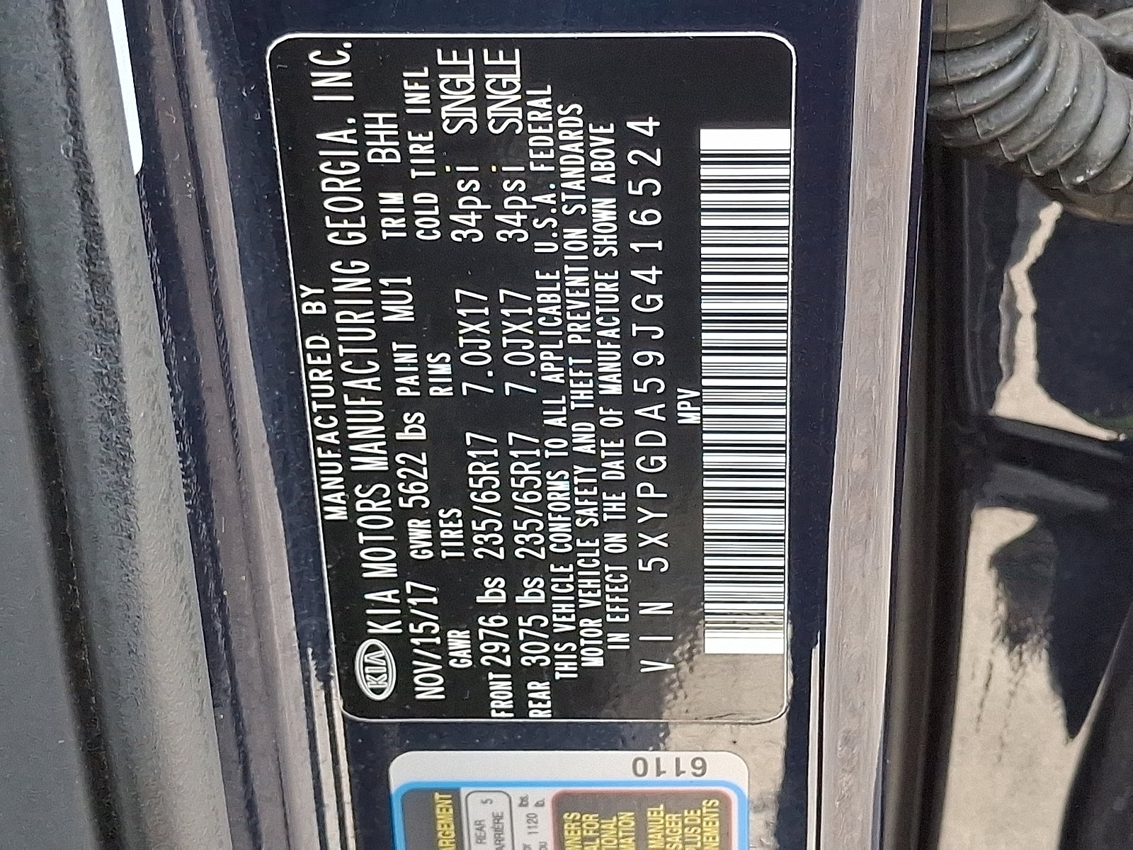 2018 Kia Sorento 3.3L LX